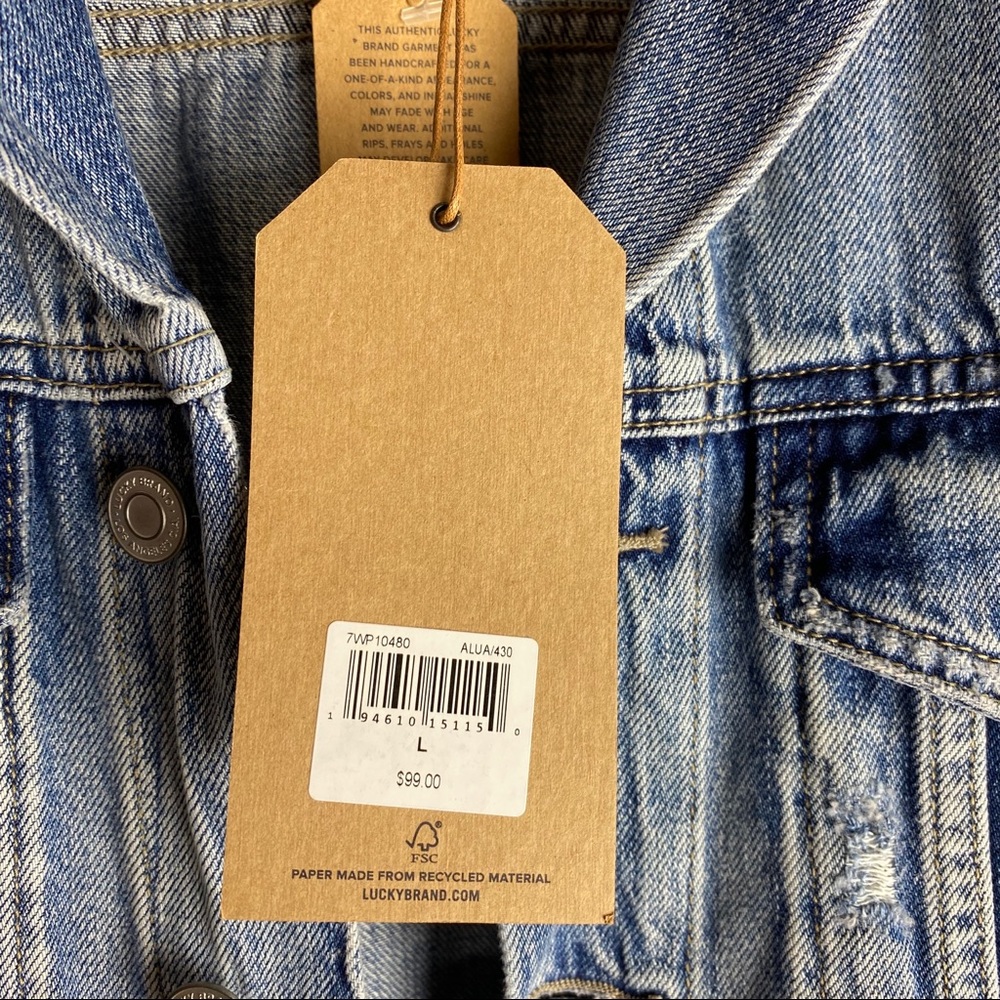 NEW Lucky Brand Oversized Trucker Denim Jacket L,M - Picture 8 of 15